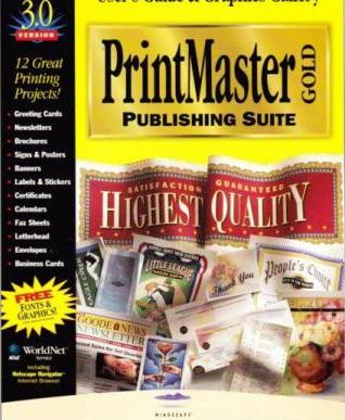 PrintMaster Publishing Suite 3 Gold Deluxe PC CD Print Labels Cards ...